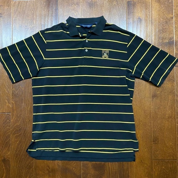 Polo Golf US Open 2007 Oakmont Striped Black Yellow Shirt Men's Size Large - Picture 2 of 8